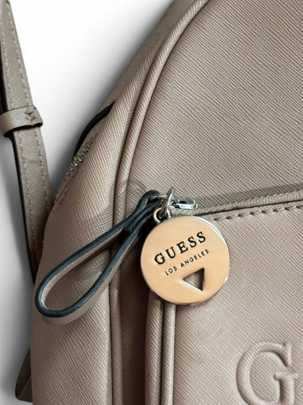 GUESS Women's Blush Pink Mini Backpack Logo Saffiano PVC Adjustable Straps - Picture 4 of 10